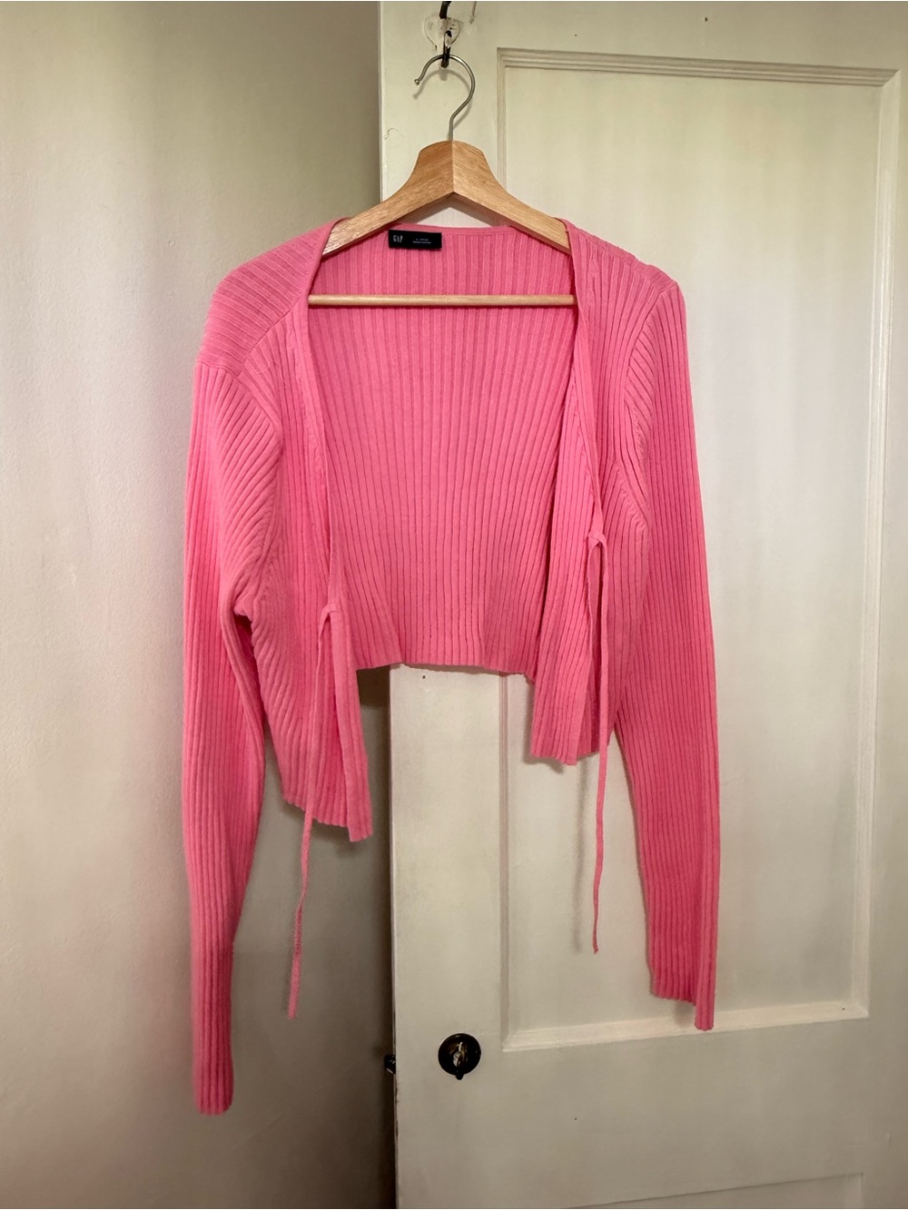 GAP Pink Ribbed Open-Front Sweater